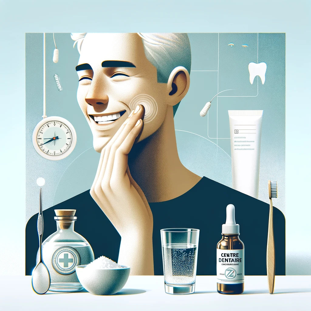 Personne appliquant un remède maison pour soulager une carie dentaire avec de l'huile de clou de girofle